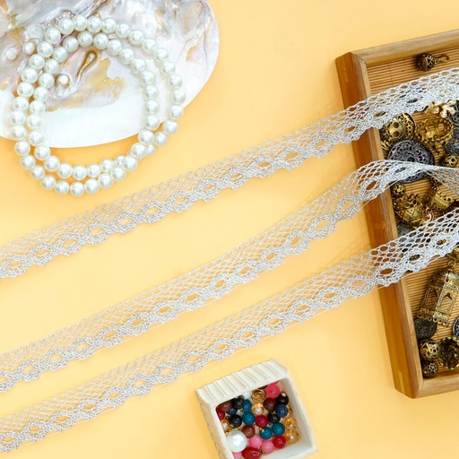 [TCL26 SILVER] Fancy Metallic Yarn Crochet Lace