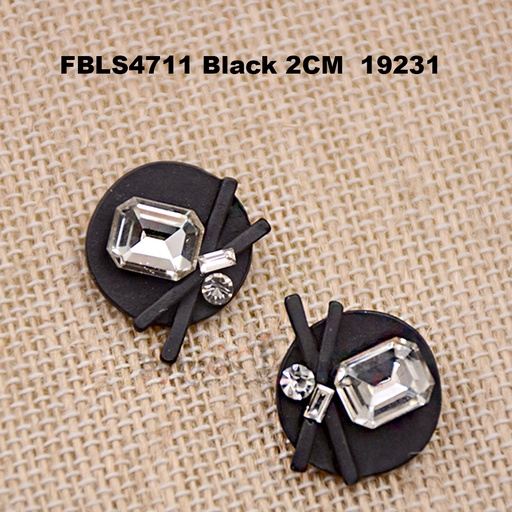 [FBLS4711 BLACK] Fancy Button With Stones