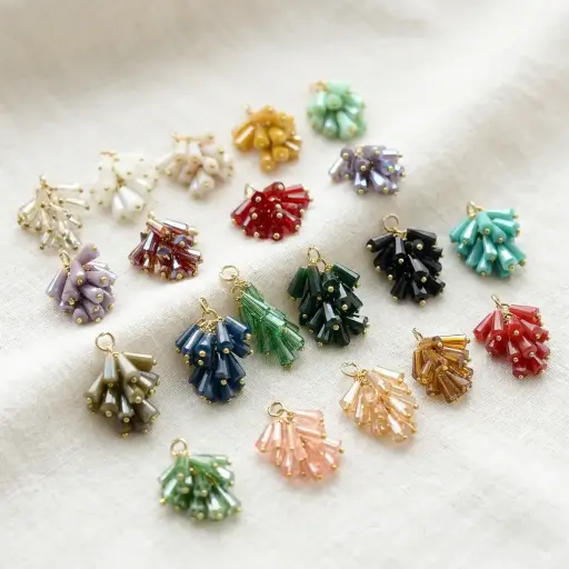 Handcrafted Tapered Crystal Bead Cluster Pendant with Loop