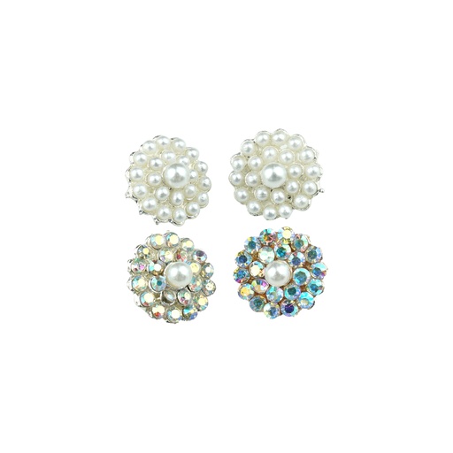 Silver Base Pearl Rhinestone Button