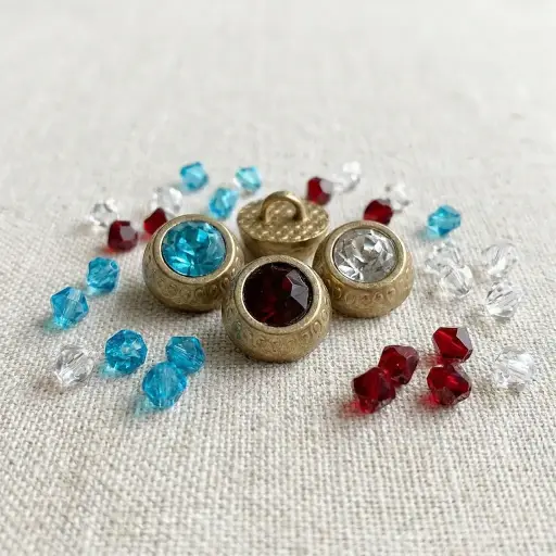 Crystal On Gold Setting Shirt Button