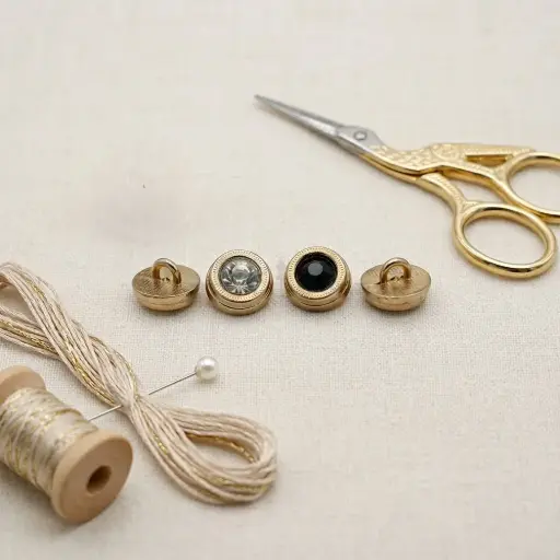 Crystal On Gold Setting Shirt Button