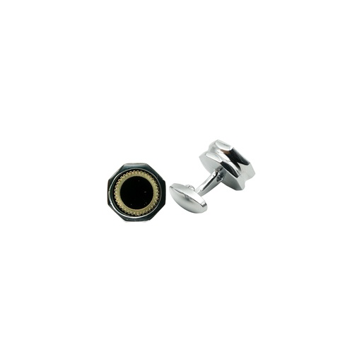 [CF240-1] Heptagon Face Inner Gold Ring Design Cufflink