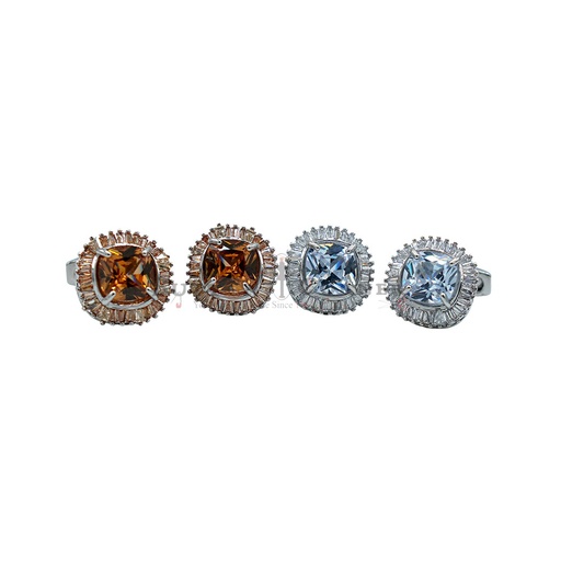 Silver Plated Zircon Stone Cufflink