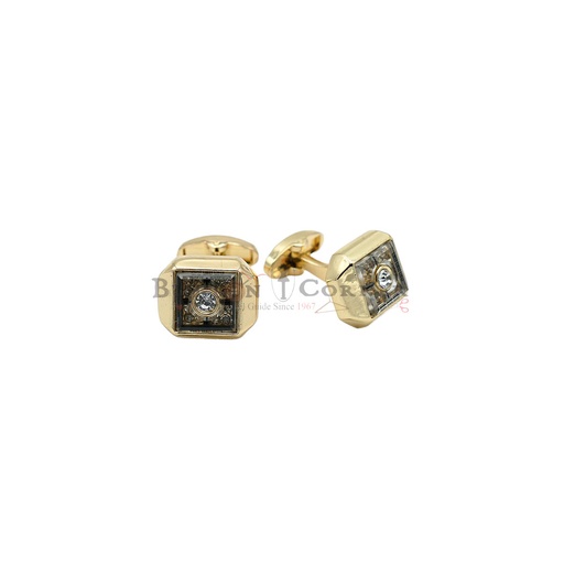 [CF180-4 GOLD] Gold Plated Gemstone Square Cufflink