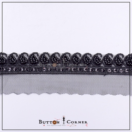 Fancy Glass Beads Net Lace