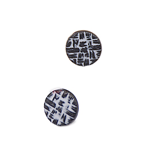 [MBS13257-BLACK WHITE] Lining Design Metal Shirt Button