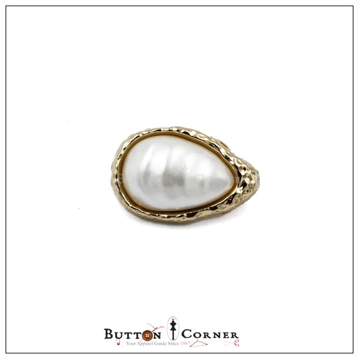 [SZ3544 GOLD WHITE] Drop Shape Pearl Metal Button