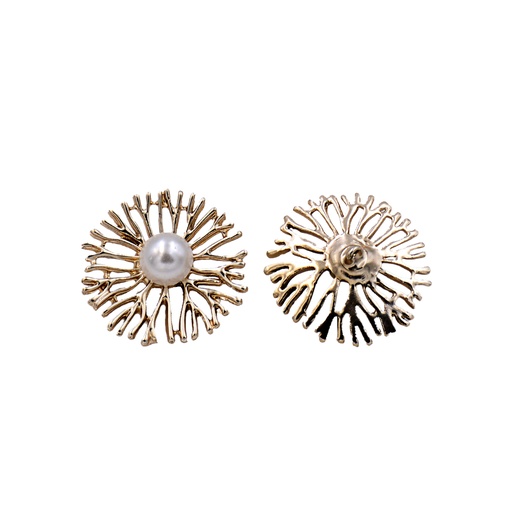 [FAAY02 WHITE GOLD] Fancy Button With Center Pearl