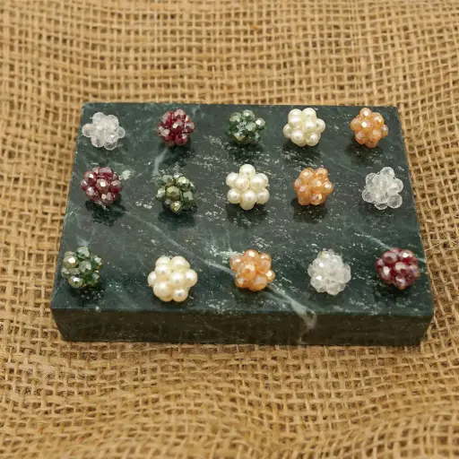 Elegant Pearl & Faceted Crystal Bead Cluster Buttons