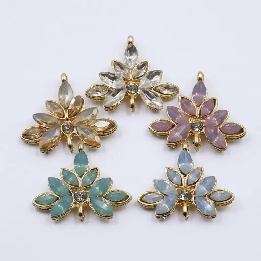 Marquise Crystal Leaf Hanging Buttons with Top & Bottom Loop