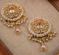 [FB330 GOLDEN] Fancy Button With Pearl & Stone