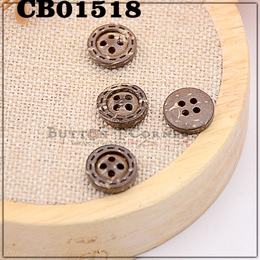[CB01518 DARK BROWN] Stitches 4 Hole Coconut button