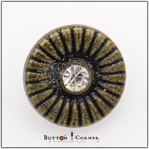 [MBT138-GUN METAL] Flower Stone Metal Shirt Button