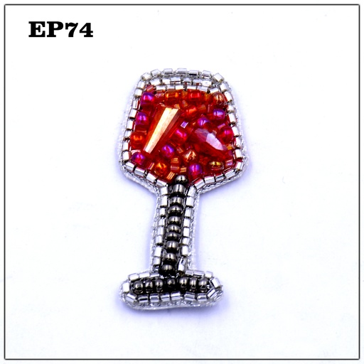 [EP74-RED BLACK] Glass Shape Hand Made Motif
