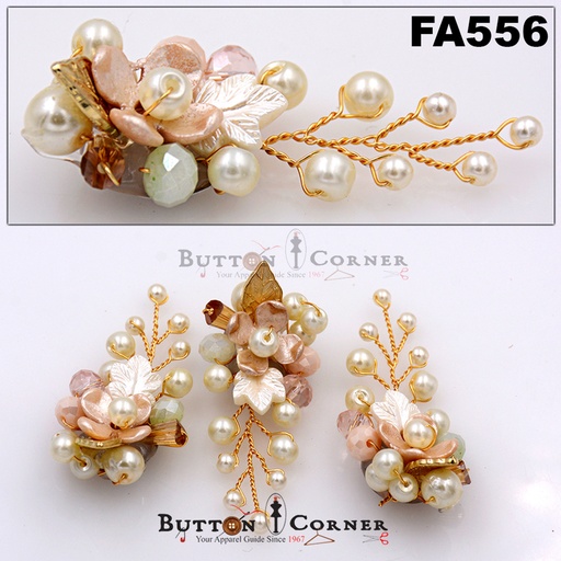 [FA556 PINK] Hand Made Flower Pearl Button