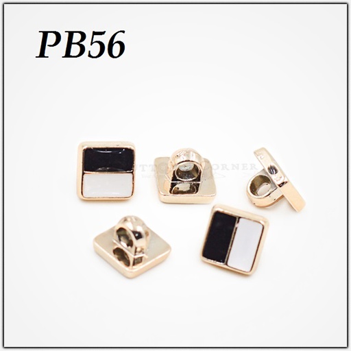 [PB56-WHITE BLACK] Square Shape Plastic Shank Button