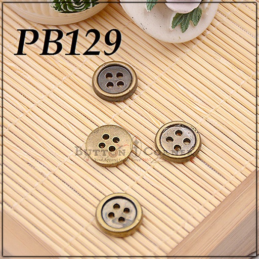[PB129 ANTIQUE BRASS] Border 4 Hole Plastic Shirt Button