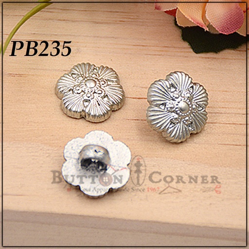 [PB235-SILVER] Flower Shape Design Plastic Shank Button