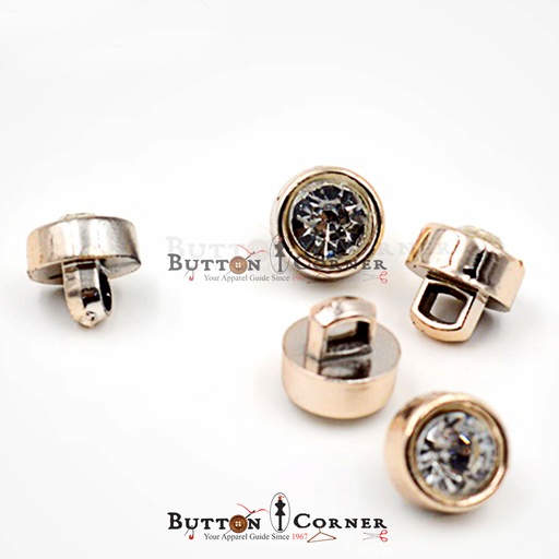 [PBQ03-GOLD] Round Shape Crystal Shank Button