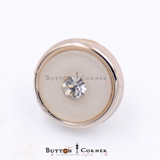 [PBS276 WHITE GOLD] Center Stone Plastic Shank Button