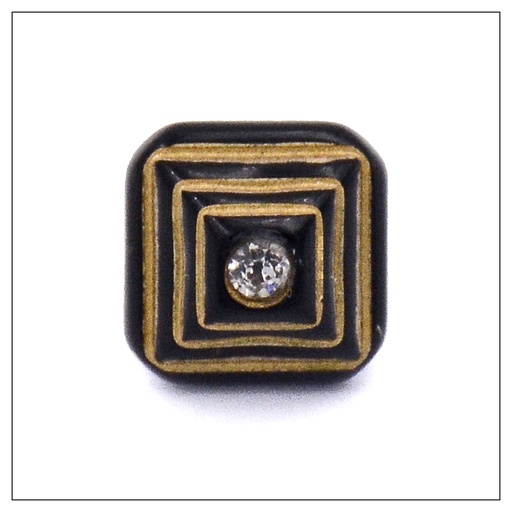 [PBS367-BLACK GOLD] Pyramid Shape With Stone Plastic Button