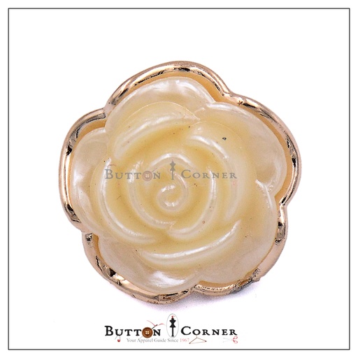[PB49-CREAM GOLD] Flower Design Plastic Shank Button