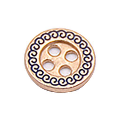 [MBSW397-GOLD BLUE] Ring Border 4 Hole Metal Shirt Button
