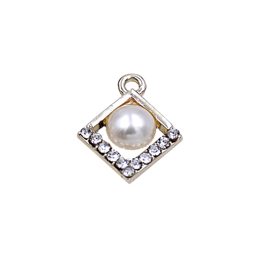 [FA15754-WHITE GOLD] Rhombus Shape Pearl Hanging