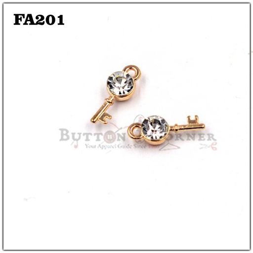 [FA201 GOLD] Key Shape With Stones Hanging