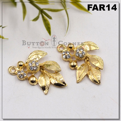 [FAR14 GOLD] Leaf Design Fancy Pendant With Stones