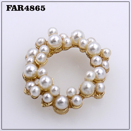 [FAR4865 WHITE GOLD] Round Shape With Pearls Button