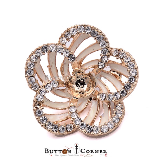 [FA550-WHITE GOLD] Flower Shape Pearl Fancy Button