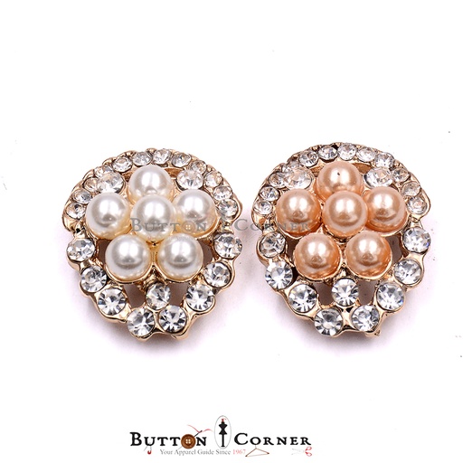 Pearl & Crystal Fancy Button
