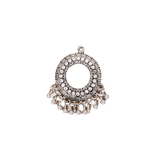 [FA557 SILVER] Shape Traditional Mirror Style Jhumki