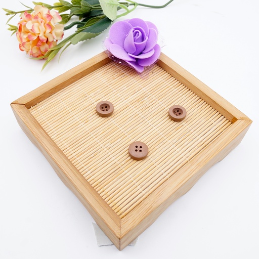 [WB0718 CHOCOLATE BRN] Flat Border Deep 4 Hole Wooden Button