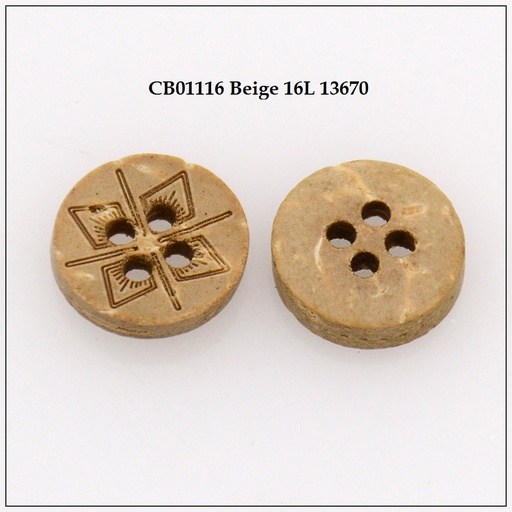 [CB01116 NATURAL BROWN] Engrave Cross Sign Coconut Button