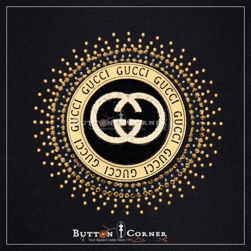 [34030] Gucci Black & Gold Hotfix Motifs