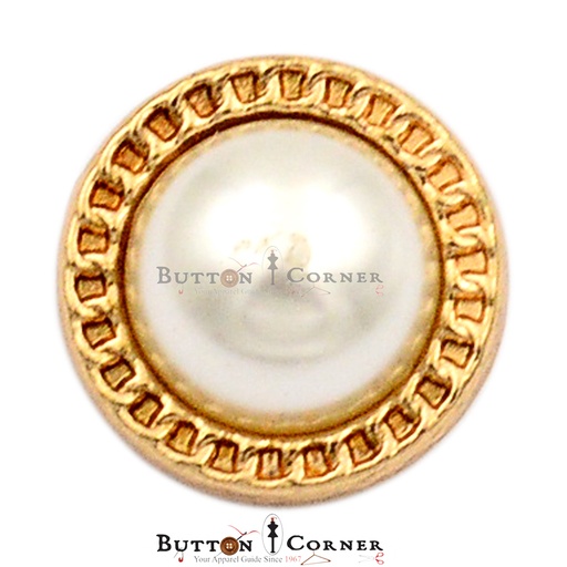 [FBA201628-GOLD WHITE] Round Shape With Pearl Metal Suiting Button