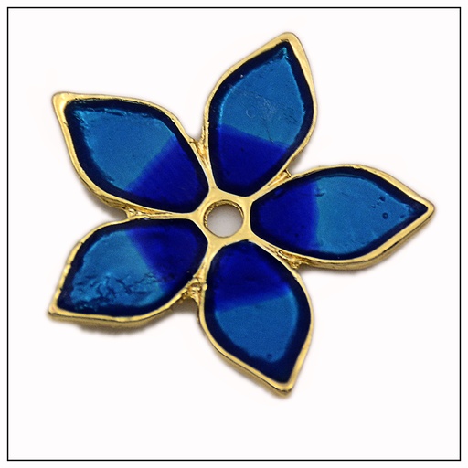 [16198 GOLD BLUE] Sunflower Design Metal Button