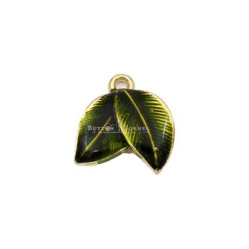 [3595 MEHNDI GREEN] Lemon Leaf Metal Hanging Button