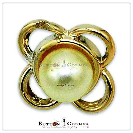 [PB673 WHITE GOLD] Flower Design With Pearl Shank Button