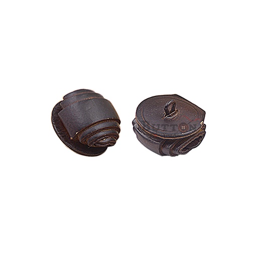 [TB07-D BRN BLACK] Handmade Leather Design Wood Button