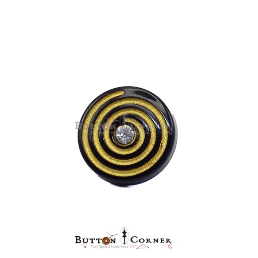 [PBS336 BLACK GOLD] Round Shape Stone Plastic Button
