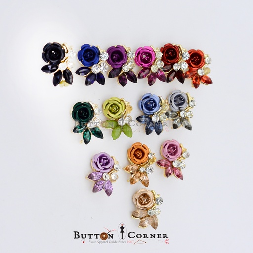 Fancy Flower Metal Stone Button