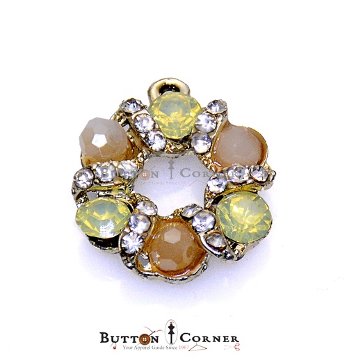 [LS3985 MULTI] Circle Shape Crystal Stone Fancy Button