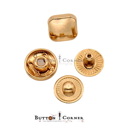[4PARTS SHINE GOLD] Square Shape 4 Part Snap Button